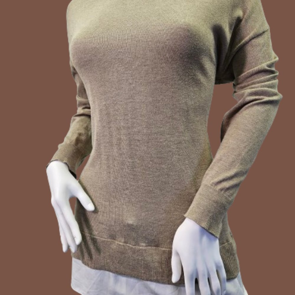 Tan LAUREN Ralph Lauren Silky Long Sleeve Tee Shirt